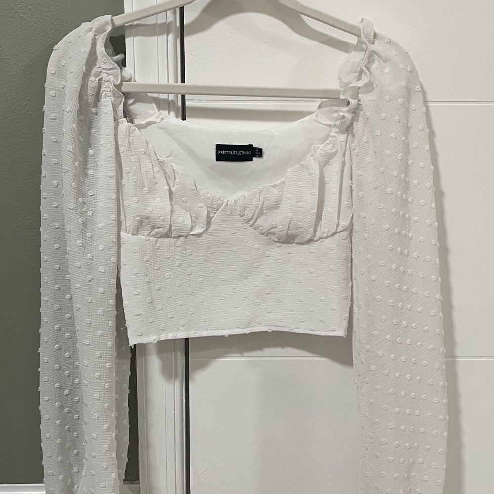 PrettyLittleThing Cream Textured Blouse